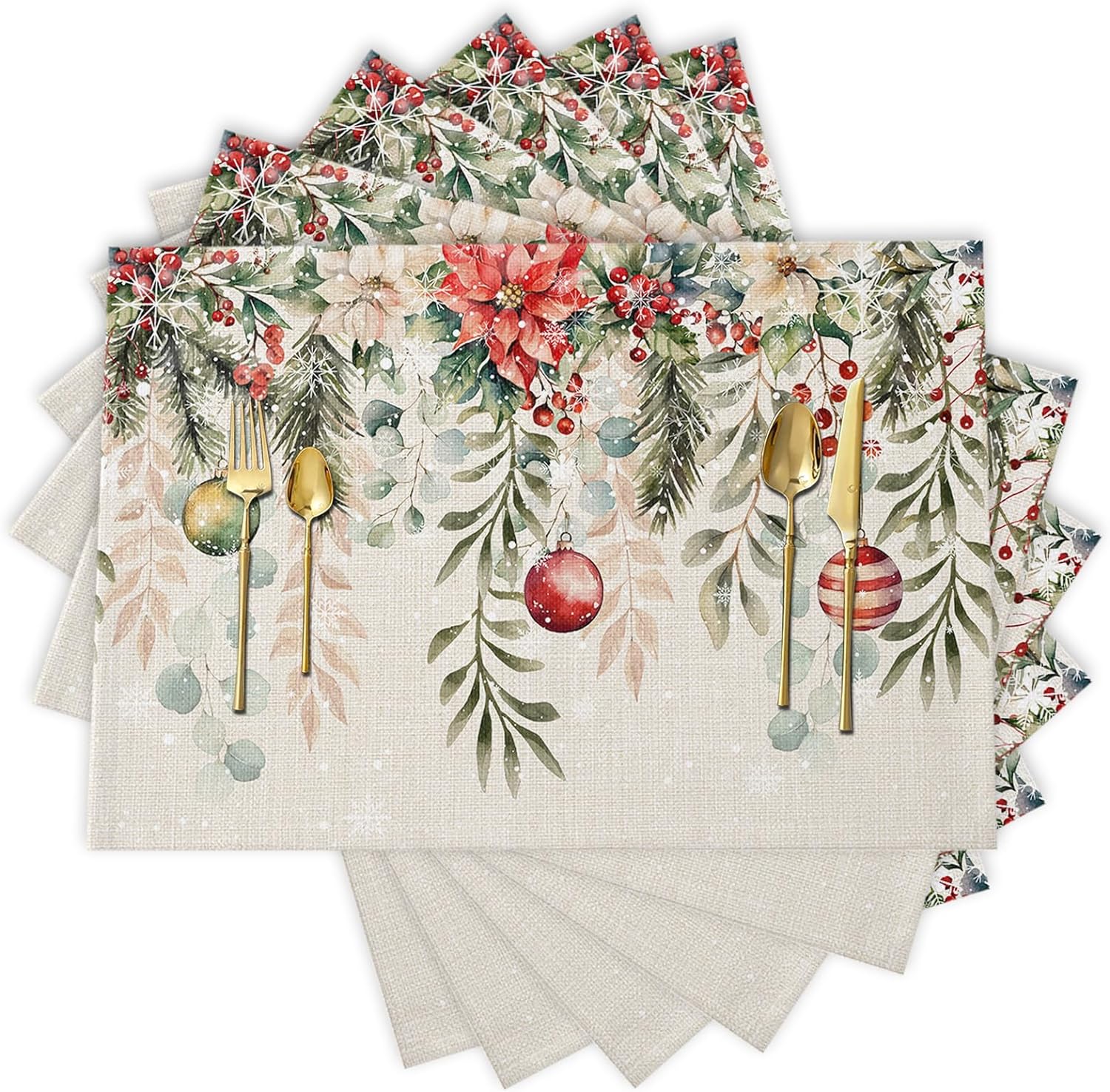 Uorbeay Valentine's Day Place Mats Set of 4 Washable Cloth Placemats