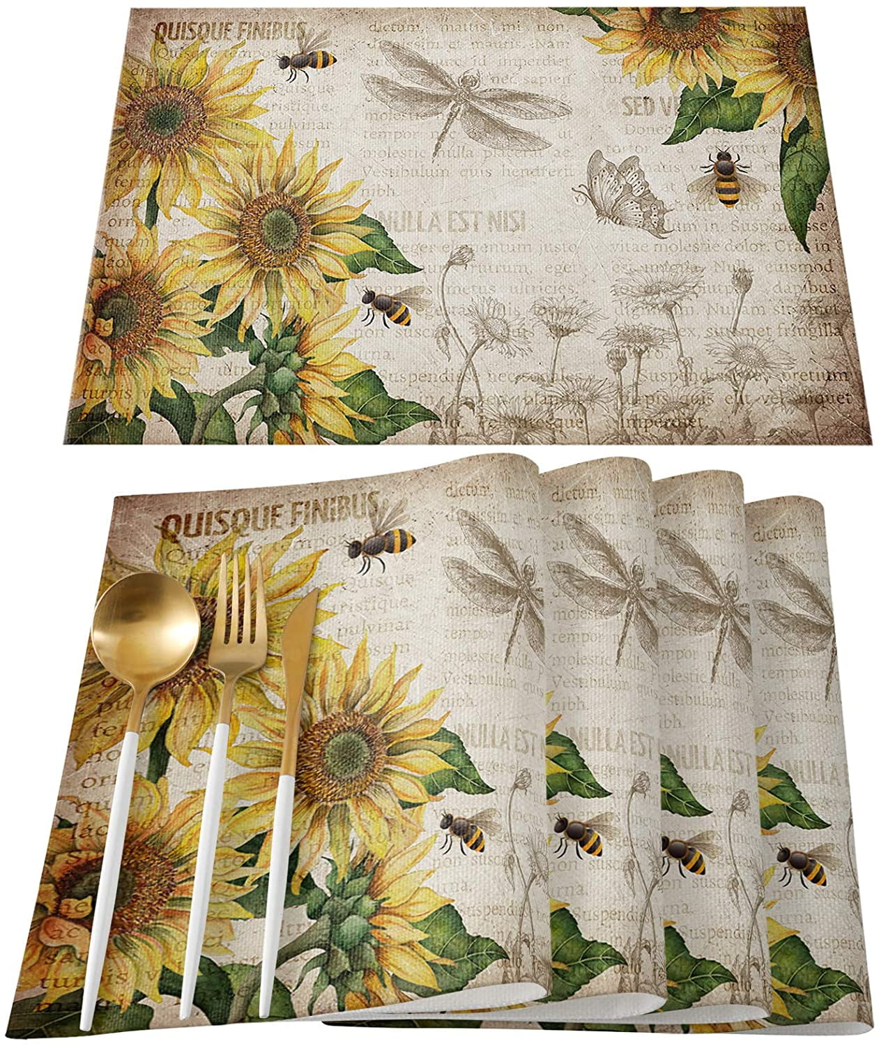 Uorbeay Valentine's Day Place Mats Set of 6 Washable Cloth Placemats