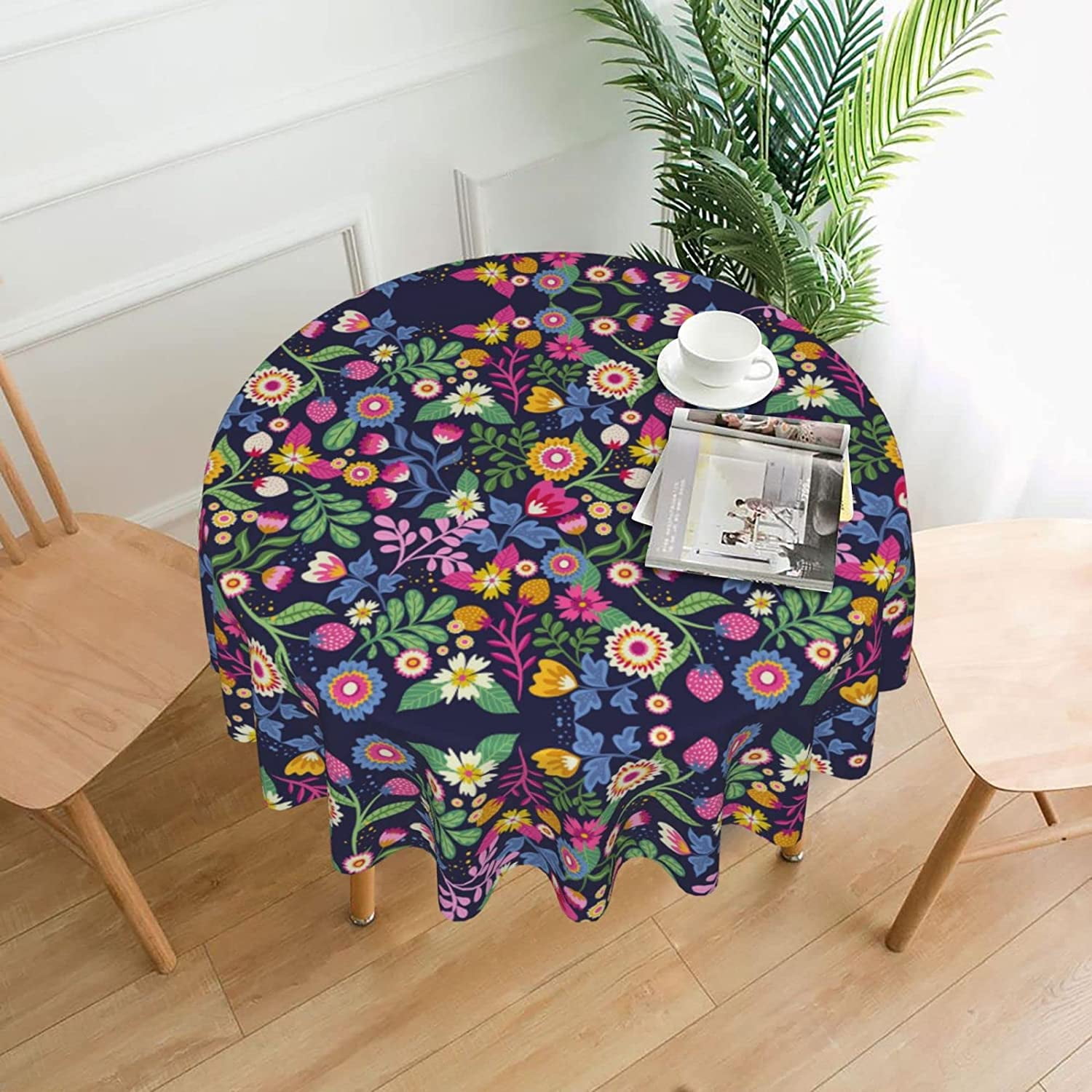 Uorbey Pubnico Colorful Mexican Floral Tablecloth Round Table Cover Kitchen Picnic Tablecloths