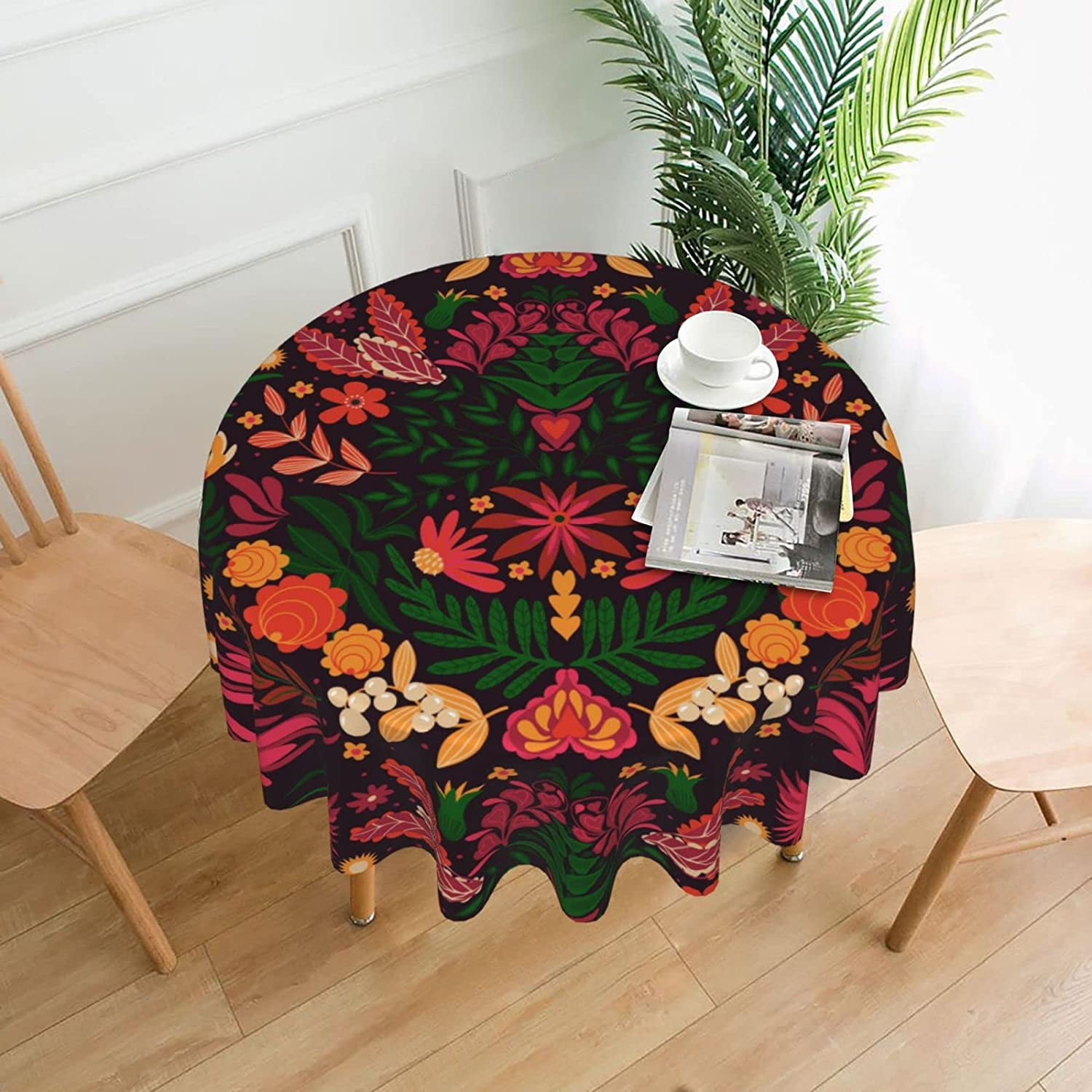 Uorbey Pubnico Colorful Mexican Floral Tablecloth Round Table Cover Kitchen Picnic Tablecloths