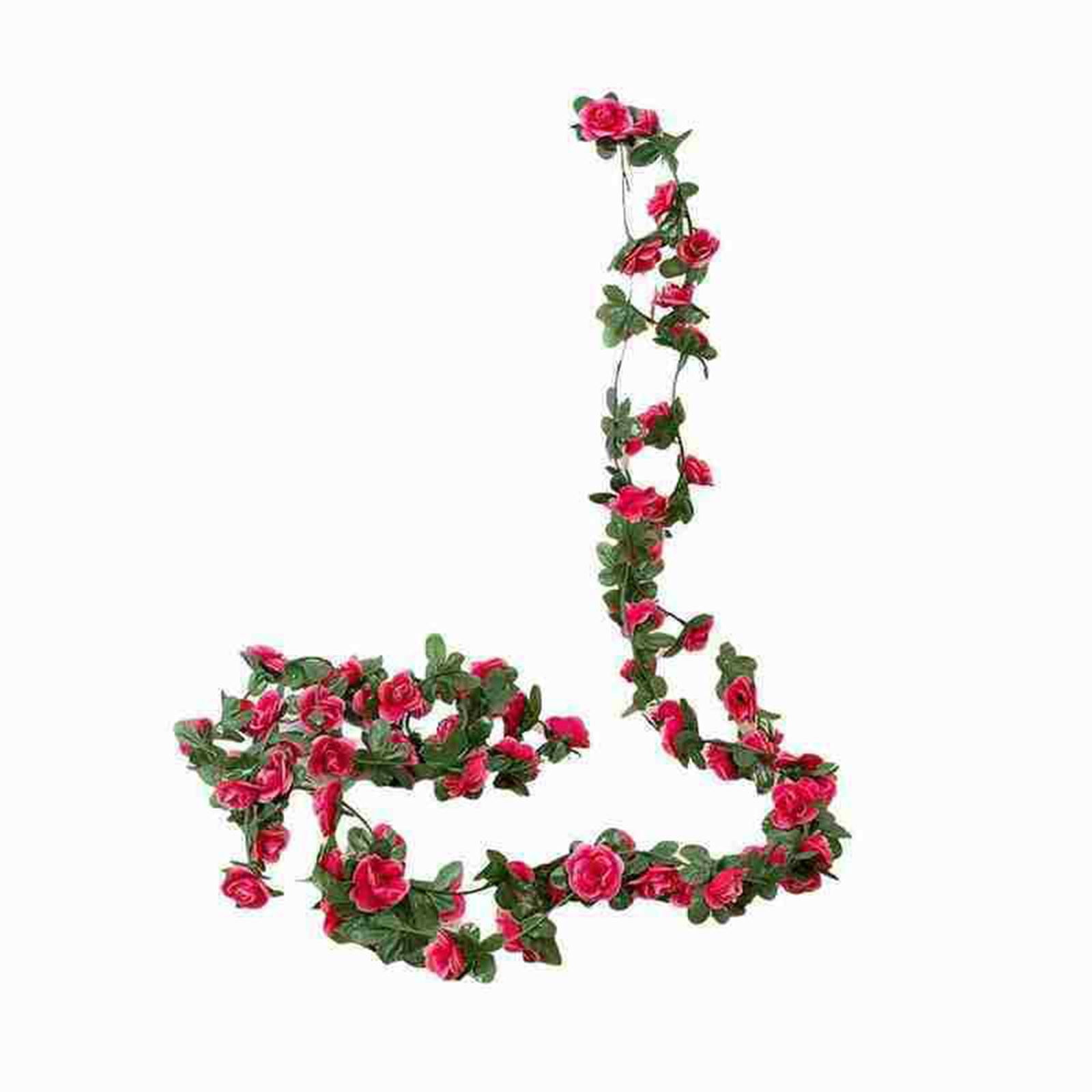 Uorcsa 2.5M 45 Head Artificial Rose Vine Hanging Flowers for Wall Diy