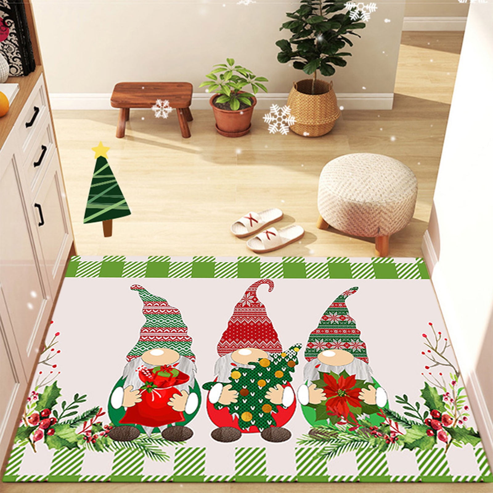 Uorcsa Christmas Kitchen Rugs Christmas Gnome Kitchen Floor Mat Non