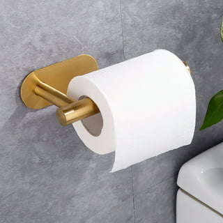 Gold Toilet Paper Holder, Stick On Brushed Brass Toilet Paper Holder With  Shelf, Self Adhesive No Drill Or Wallmount With Screws Compatible Bathroom