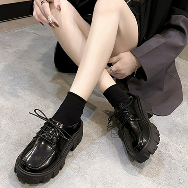 FAIOROI Womens Flat Shoes Wide Width Outdoor Round Head Small Leather Flat Heel Collision Ladies Single Water Frenum Proof Adult Black Size 5.5