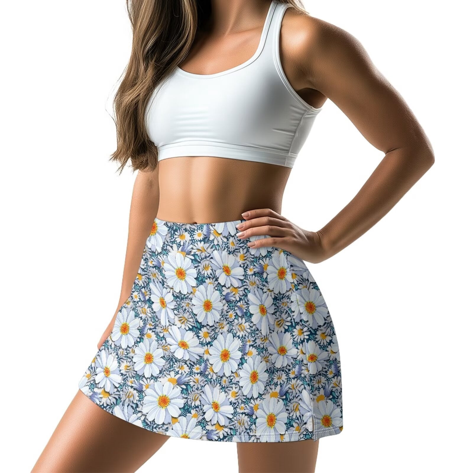 Uorisango Cute Daisy Women's Active Performance Skort Washable Golf ...