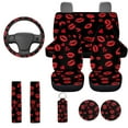 thumbnail image 1 of Uorisanigo 10 Pack Red Lips Print Automobile Seat Cover Sets Comfortable Decorative Car Steering Wheel Accessories and Water Cup Pad Cars Seat Belt Pad Cover Keychains Suitable for Car SUV, 1 of 7