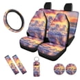 thumbnail image 1 of Uorisanigo 10 Pack Running White Horse Cars Accessories Set with Auto Seat Cover Car Steering Wheel Cover and Seat Belt Pad Cover Water Cup Pad Soft Breathable Auto Interior for Car SUV, 1 of 7