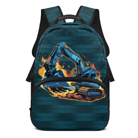 Uorisanigo 17 Inch Blue Tractor Print School Backpack for Boys Girls 5-13, Multifunctional Large Capacity School Bag for Kindergarten, Durable Casual Daypack for Holiday Trips