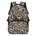thumbnail image 1 of Uorisanigo 17 Inch Camo Deer Print School Backpack for Kids, Lightweight Durable Bookbag for Kindergarten and Elementary, Adjustable Straps and Side Water Bottle Pocket, 1 of 7