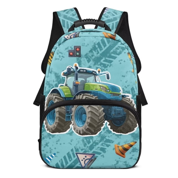 Uorisanigo 17 Inch Construction Truck School Backpack for Kids 6-13, Large Capacity Casual Daypack for School Travel and Camp, Durable with Adjustable Shoulder Straps