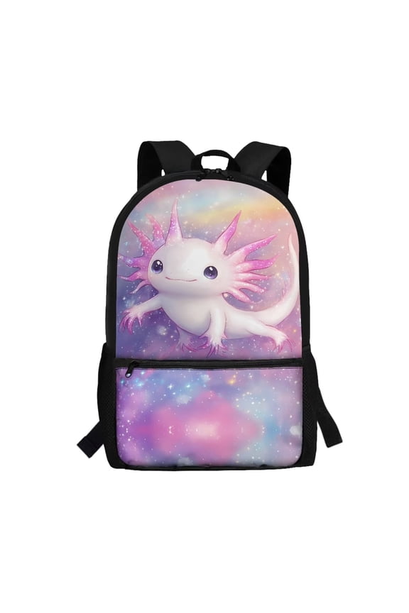 17 Inch Pink Axolotl School Bankpack for Boy Girl 6-12 Year, Casual Basic Bookbag Large Capacity Back to School Bag for Preschool Elementary Kindergarten Schoolbag