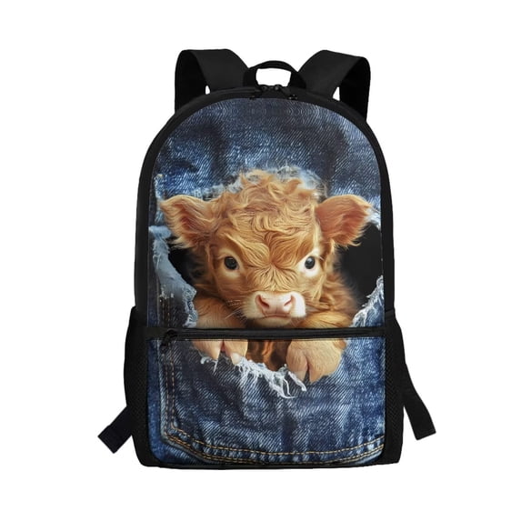 Uorisanigo 17 inch Baby Highland Cow School Backpack Bag for Boys Girls, 5-12 Year Kids School Bag Bookbags Breathable Daypack for Schools, Travel & Sports