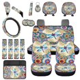 thumbnail image 1 of Uorisanigo 18 Pcs Car Seat Cover Dragonfly Mandala with Seat Belt Shoulder Pad Full Set Universal Steering Cover Armrest Covers Headrest Cushion Handbrake Grip Protector Coasters Keychains, 1 of 7