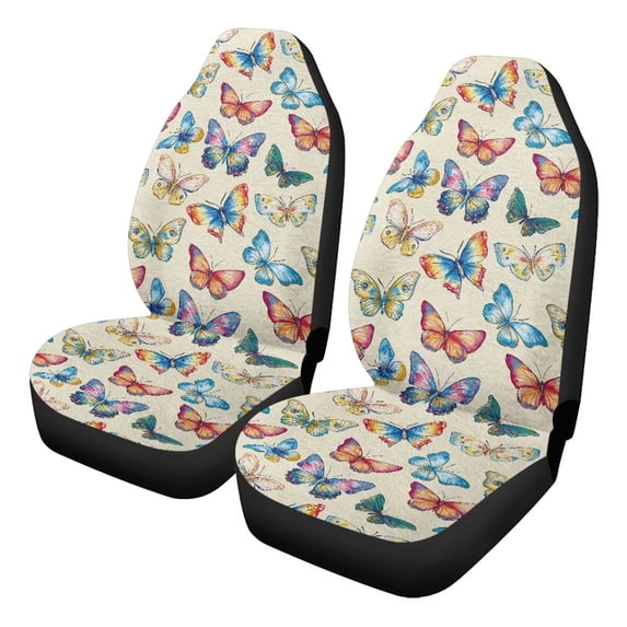 Uorisanigo 2-Pack Car Seat Covers, Universal Colorful Butterfly Auto Protectors for Front Seats, Comfy Automotive Seat Cushions For Cars, Car Interior Accessories