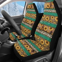 Uorisanigo 2 Pcs Car Seat Covers Set Vehicle Front Seat Protection Aztec Sunflower Leopard Print Car Interior Covers Seats Protectors Universal Fit for Sedans SUVs Pick-up Trucks
