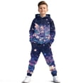 thumbnail image 1 of Uorisanigo 2 Piece Athletic Tracksuit Jogging Sets Outfit Purple Dragon Floral Sweatsuit Pullover Hoodie and Active Sweatpants Set with Pockets Kids Youth Matching Set, 1 of 7