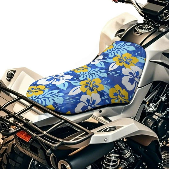 Uorisanigo 23×10 Inch ATV Seat Cover Waterproof Hawaiian Hibiscus Flowers 4-Wheeler Seat Cover Universal ATV Accessories Fit for Polaris Sportsman Polaris Scrambler Honda Rancher