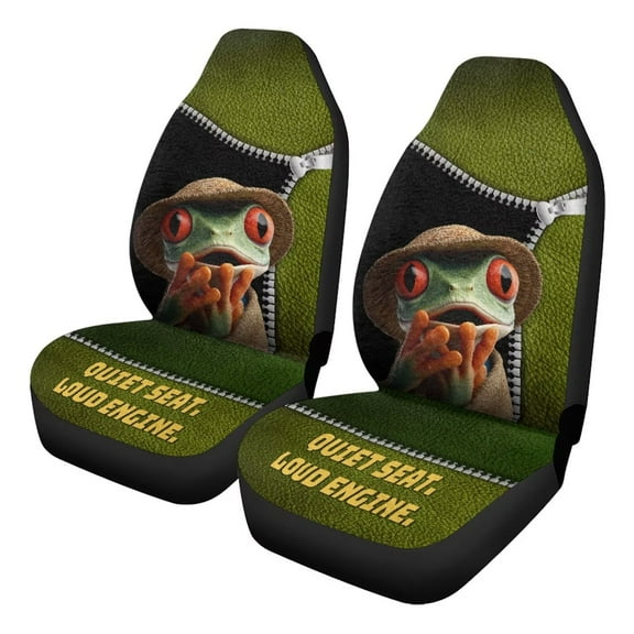 Uorisanigo 2PCS Car Seat Covers for Front Seats, Soft Coral Fleece Fabric Faux Leather Hippie Frog Driver Seat Cover Protection Universal Fit for Sedan SUV Pick-up Truck Van