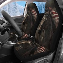 Uorisanigo 2PCS Car Seat Covers for Front Seats, Western Horse Ameriacn Flag Bucket Front Seat Cover Set, Vehicle Seats Protectors Driver Interior Accessories Universal for Most Cars, SUV