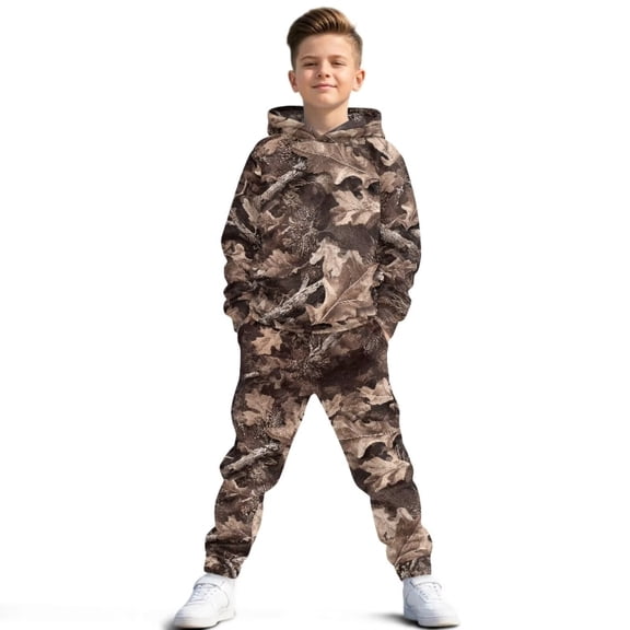 Uorisanigo 2Pcs Set Long Sleeve Camo Hunting Forest Hoodie Sweatshirt and Cargo Jogger Pants Casual Kids Boys Girls Fall Outfits Sets Sweatshirts and Pants Outfit