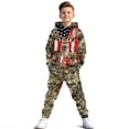 thumbnail image 1 of Uorisanigo 2Pcs Set Long Sleeve Pullover Hoodie and Jogger Sweatpants Casual Boys Girls Kids Youth Camo American Flag Deer Hunter Activewear Set Fall Winter Outfits Clothes, 1 of 7