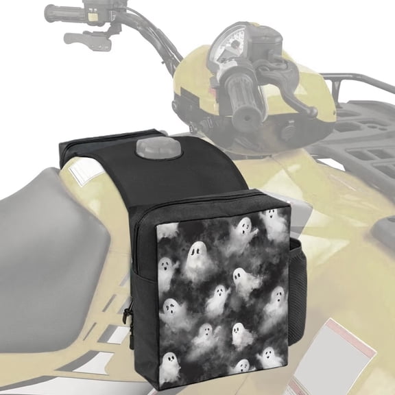 Uorisanigo ATV Saddle Bag Ghost Print Motorcycle Tool Storage Organizer with Bottle Holder Universal ATV Fender Bag Front Accessories Storage Pack Luggage for Motorcycles
