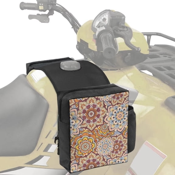 Uorisanigo ATV Saddle Bags ATV Tank Bag Waterproof Ethnic Floral Mandala Motorcycles Front Storage Bag for ATVs UTV Snowmobile Motorcycle Bicycle