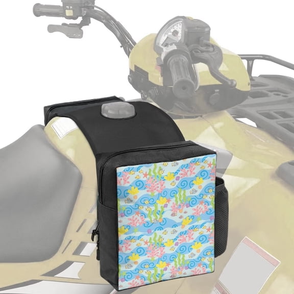 Uorisanigo ATV Saddle Bags Wear-Resistant Cute Coral Print Motorcycles Front Saddle Bag Waterproof Accessories with Water/Drink Pocket Storage Pack Suitable for Grizzly Bicycle