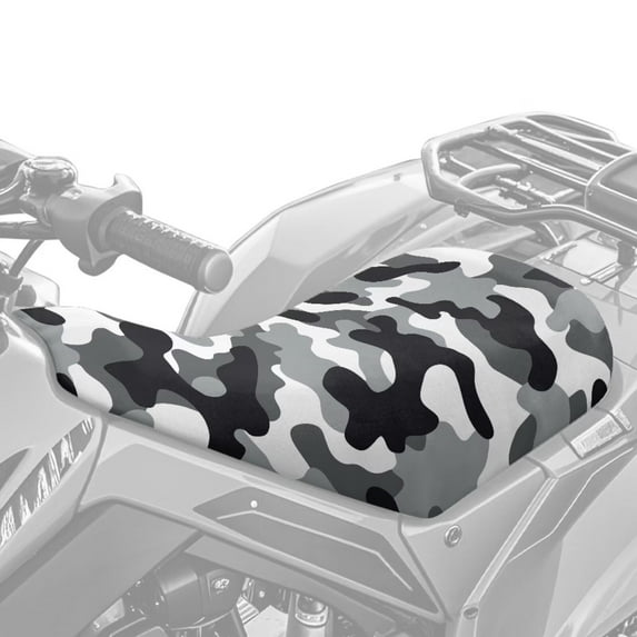 Uorisanigo ATV Seat Cover Accessories Soft Anti-Slip Gray Camo Printing Four-Wheeler Seat CoverMotor Seats Cover Breathable Padded Protector Compatible with Most Models