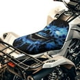 thumbnail image 1 of Uorisanigo ATV Seat Cover Anti-Slip Blue Lightning Skull Seat Cover Protection Compatible with Most ATV for Polaris Scrambler 400 500 850 1000, Waterproof Polyester Material, 1 of 7