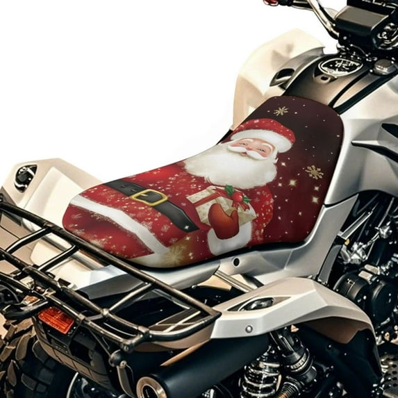 Uorisanigo ATV Seat Cover Cute Santa Claus Four Wheeler Accessories Universal Powersports Seat Cushion for Polaris Sportsman 570 450 850, Polaris Scrambler 400 500 1000, Honda Rancher 420