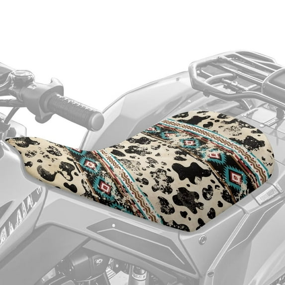 Uorisanigo ATV Seat Cover Non-Slip Aztec Cow Print 4-Wheeler Seat Cushion Cover for Polaris Sportsman 570 450 850, Polaris Scrambler 400 500 850 1000, Honda Rancher 420 ATV Accessories