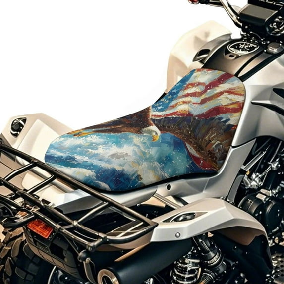 Uorisanigo ATV Seat Cover Non-Slip Seat Pad Cover Breathable Vintage US Flag Eagle Motorcycle Seats Covers Waterproof Polyester Material Protection Car Accessories