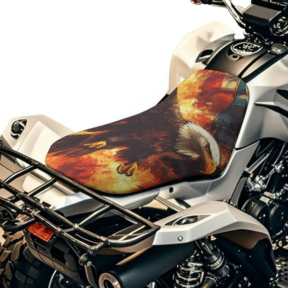 Uorisanigo ATV Seat Cover Protectors Waterproof Fire Eagle American Flag 4-Wheeler Seat Cover Covers Protection ATV Accessories Compatible with Polaris Sportsman Polaris Scrambler Honda Rancher