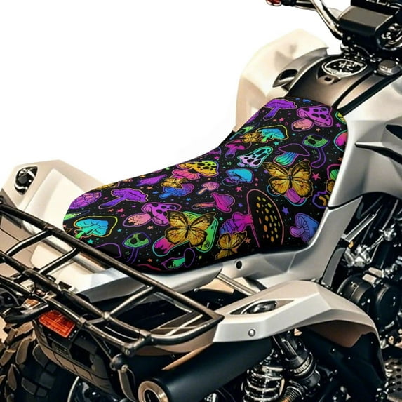 Uorisanigo ATV Seat Cover Psychedelic Mushroom 4 Wheeler Seat Cover Waterproof Polyester Fabric, Compatible with Most ATV for Polaris Sportsman 570 450 850 & Honda Rancher 420