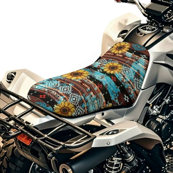 Uorisanigo ATV Seat Cover Sunflower Retro Aztec Four-Wheeler Seat Cover, Waterproof ATV Accessories for All Seasons, Compatible with Polaris Sportsman Polaris Scrambler Honda Rancher