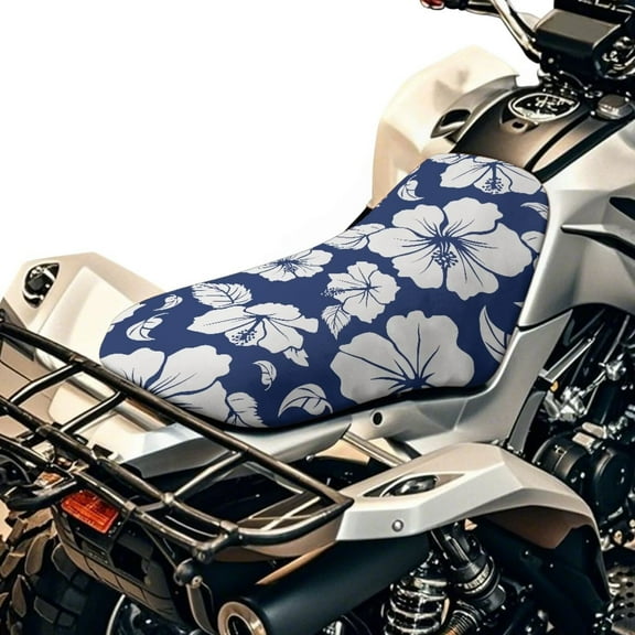 Uorisanigo ATV Seat Cover Waterproof Blue Hibiscus Flowers Seat Cover for ATV Universal Fit for Polaris Sportsman Honda Rancher Foreman Scrambler, Non-Slip Breathable
