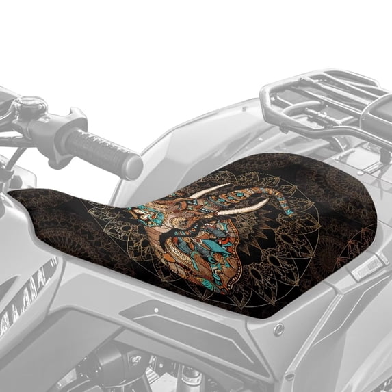 Uorisanigo ATV Seat Cover Waterproof Bohemian Elephant Motorcycle Seat Cover Four Wheeler Suitable for Most ATV Polaris Sportsman Scrambler Foreman Honda Rancher Accessories for Men