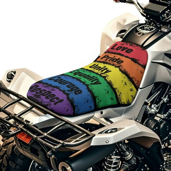 Uorisanigo ATV Seat Cover Waterproof Rainbow LGBTQ Pride Month ATV Seat Cushion Cover Easy Installation Soft Compatible with Sportsman/Rancher/Foreman/Scrambler/Kodiak/Polaris Scrambler