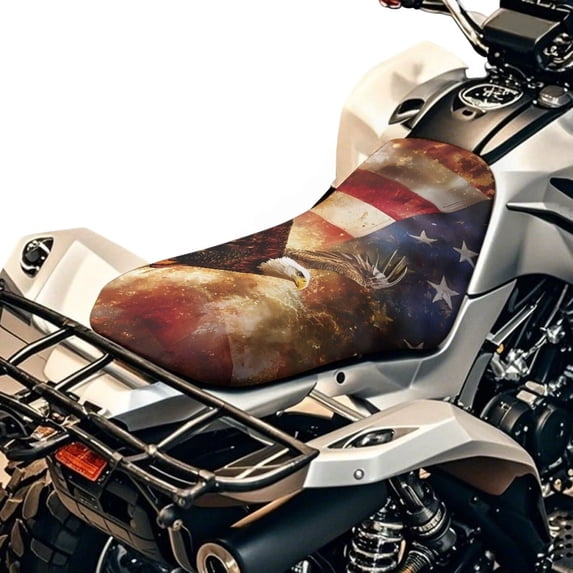 Uorisanigo ATV Seat Covers Eagle American Flag Four Wheeler Seat Cover Waterproof Protection Accessories for Polaris Sportsman Polaris Scrambler Honda Rancher