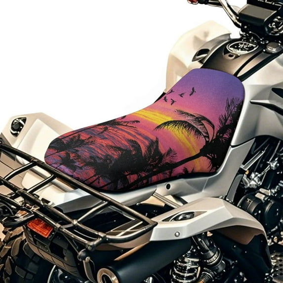Uorisanigo ATV Seat Covers Summer Palm Tree Sunset Four-Wheeler Seat Cover Waterproof Polyester,Universal Fit for Polaris 2014-2024 Sportsman 450 570 850 Soft Anti-Slip