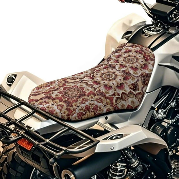 Uorisanigo ATV Seat Covers Tribal Floral Four-Wheeler Seat Cover Anti-Slip Waterproof Polyester,Universal Fit for Polaris Sportsman 570 450 850 & Honda Rancher 420