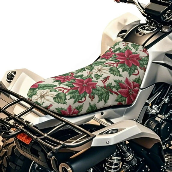 Uorisanigo ATV Seat Covers Universal Water-Resistant Christmas Flower Print Seat Cover Fits for Polaris Sportsman 400 500 850 1000 4 Wheeler/ Honda Rancher 420 Non-Slip Accessories