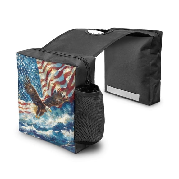 Uorisanigo ATV Tank Bag American Flag Bald Eagle Snowmobile Saddlebags Motorcycles Snowmobiles Waterproof Front Accessories Storage Pack Fit for ATVs Dirt Bike Snowmobile