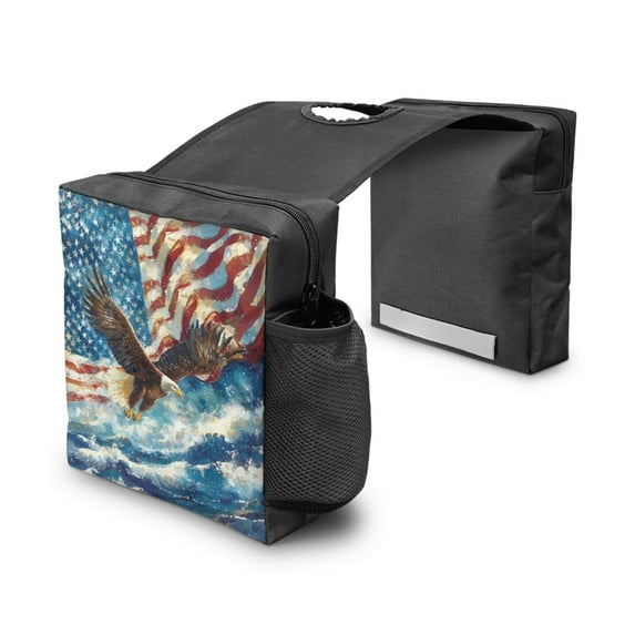Uorisanigo ATV Tank Bag American Flag Bald Eagle Snowmobile Saddlebags Motorcycles Snowmobiles Waterproof Front Accessories Storage Pack Fit for ATVs Dirt Bike Snowmobile