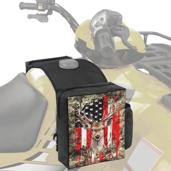 Uorisanigo ATV Tank Bag Cargo Tank Storage Luggage American Flag Hunting Forest Skull Deer ATV Gear Bags for Polaris Sportsman Scrambler TRX FourTrax Outlander