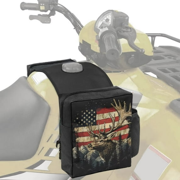Uorisanigo ATV Tank Bag High Strength Material Motorcycle Accessories Deer American Flag Motorcycle Tool Storage Organizer Compatible with Most ATVs and Snowmobiles Quad Vehicles