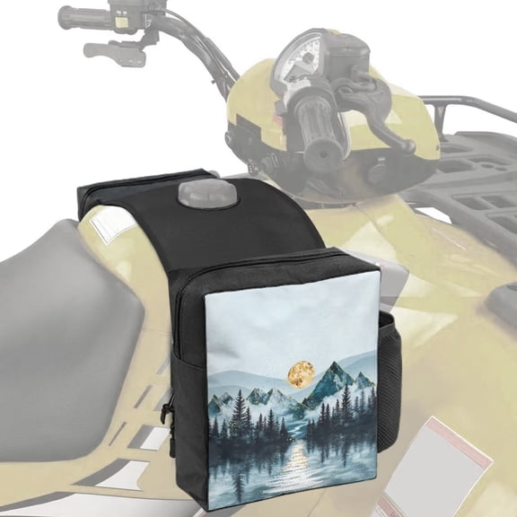 Uorisanigo ATV Tank Bag Motorcycle Gas Tank Saddle Bag for Most ATVs and Snowmobiles Bicycles Quad Vehicles Water-resistant Cooler All Terrain Vehicles Accessories, Mountain Scenery