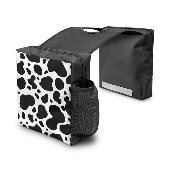 Uorisanigo ATV Tank Bag, Motorcycle Saddlebags, Cow Print Cargo Pocket, Storage Saddle Bag for Snowmobile, Universal Front Accessories, Moto Saddle Bags with Drink Pocket