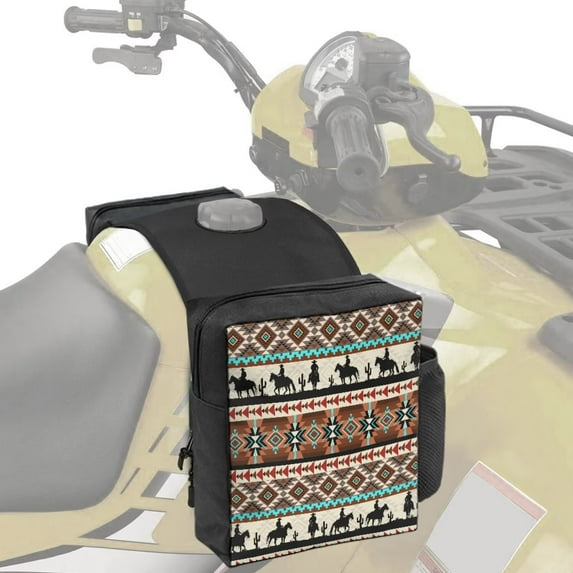 Uorisanigo ATV Tank Bag Saddle Bag Water Resistant Aztec Western Horse Cargo Pocket Tank Storage Bags for ATV UTV Snowmobile Motorcycle Bicycle